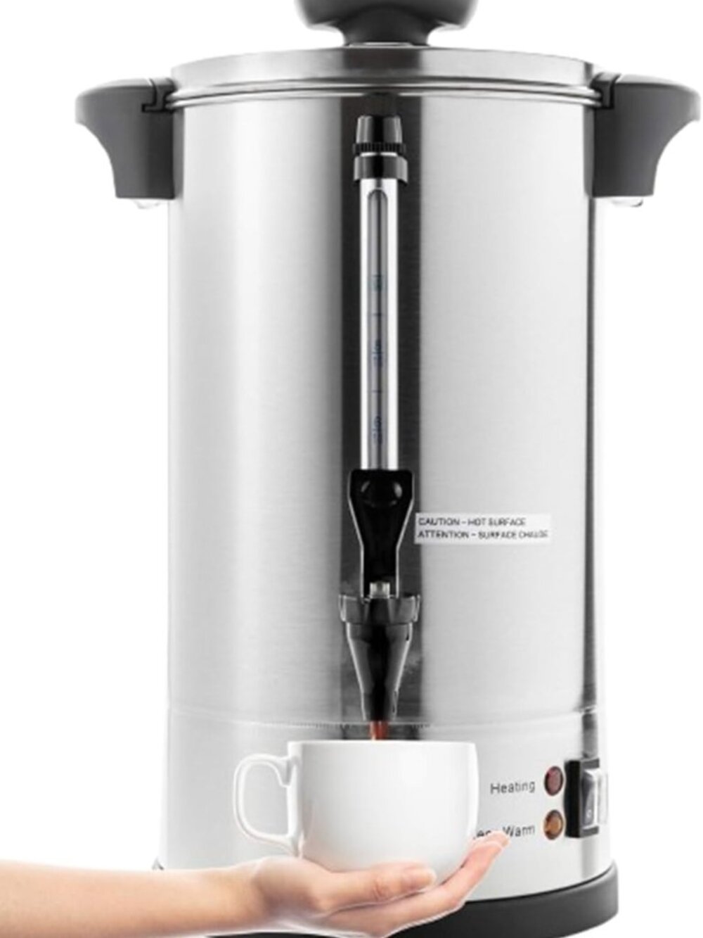 Commercial Stainless Steel 50-Cup Percolator Coffee Maker & Hot Water Urn for